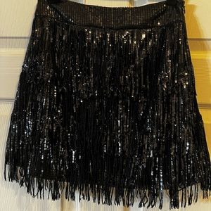 Sequin fringe mini skirt